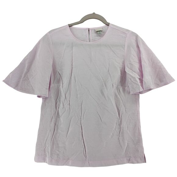 A New Day Blouse Small Pink Relaxed Top‎ Flounce Keyhole Staple Crewneck Office - Picture 1 of 9